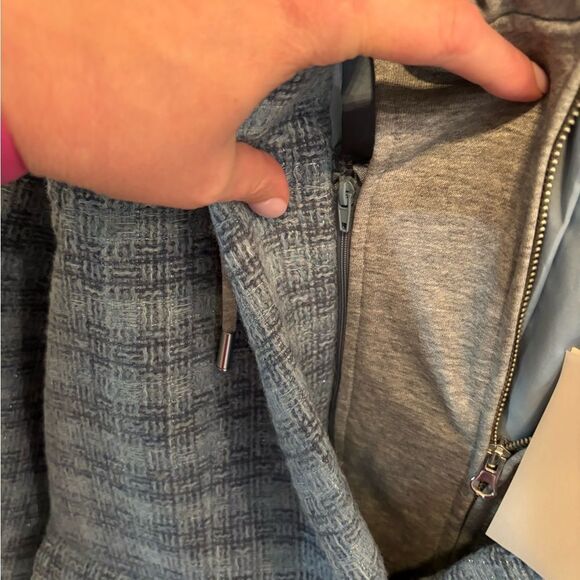 Elan Blue Plaid Long-Sleeve Layered Blazer Hoodie - Picture 7 of 8